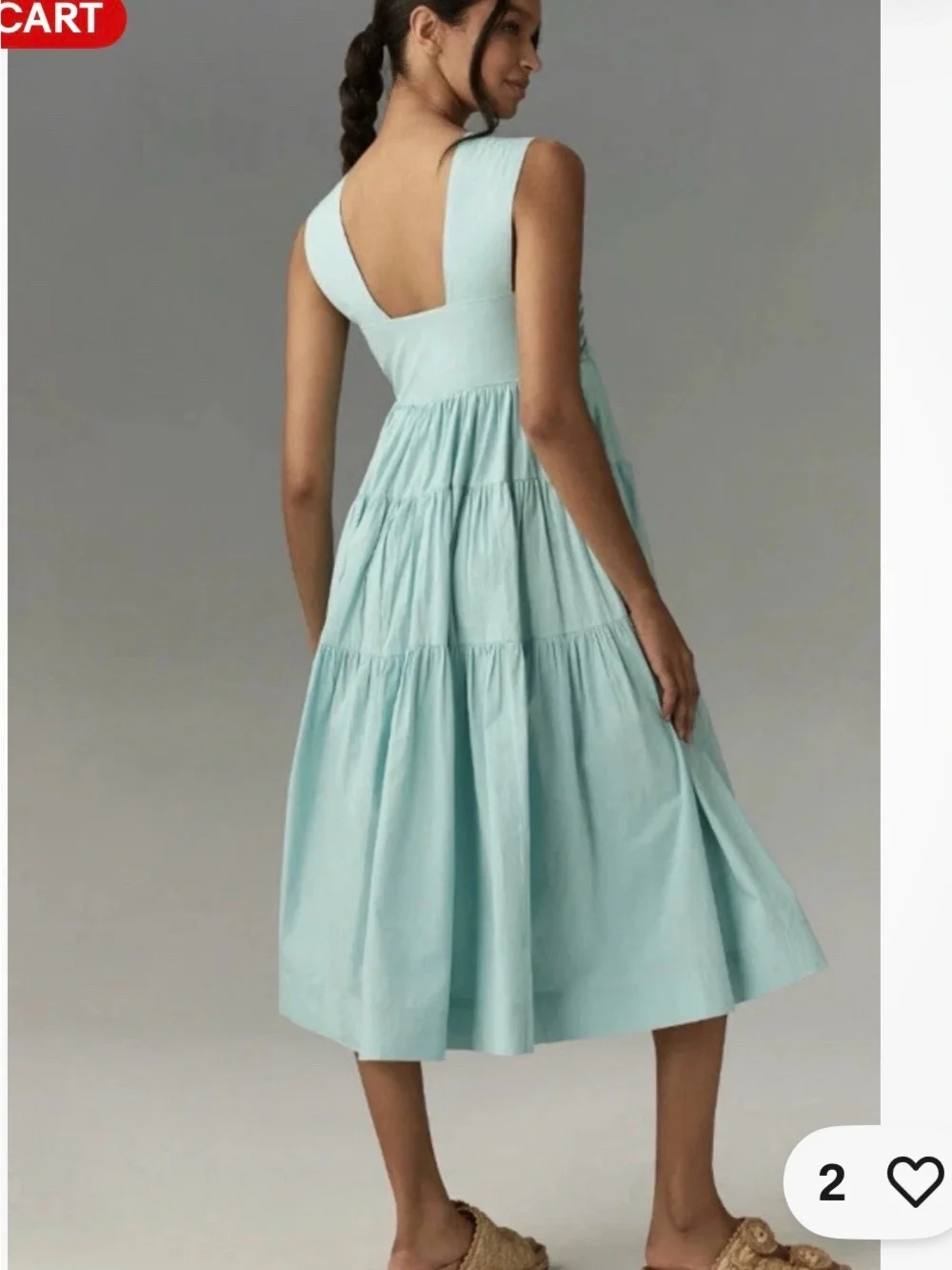 Free People Mint Smocked Square-Neck Midi Dress